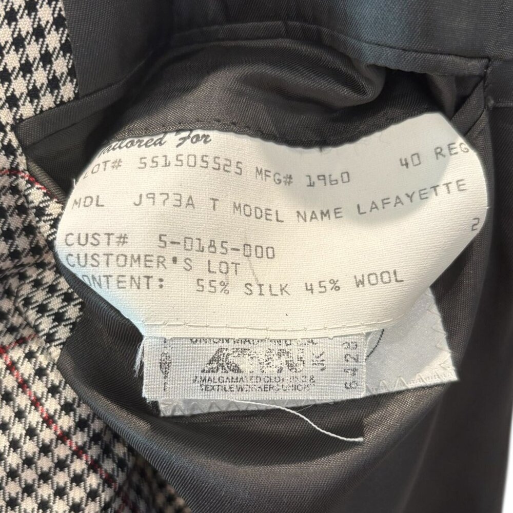 Karl‎ Lagerfeld Paris Blazer 40R Red Accent Houndstooth Silk Wool - Picture 5 of 8